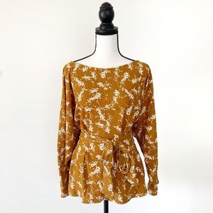 Anthropologie Mustard Floral Blouse